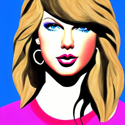 Image similar to portrait of Taylor Swift, highly detailed, centered, solid color background, digital painting