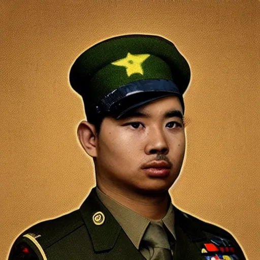 Image similar to “ a portrait of a hamster in military uniform, vietnam war theme ”