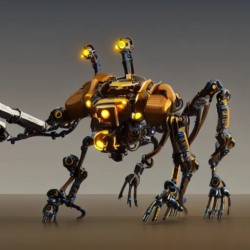 Image similar to hexapod beast, robotic, convex, kitbashing, robot, unreal engine, 4 k