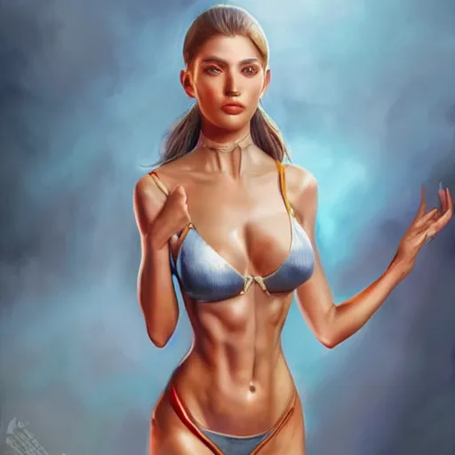 Image similar to a gourgeous digital influencer in the style of stefan kostic, realistic, full body, sharp focus, 8 k high definition, insanely detailed, intricate, elegant, art by stanley lau and artgerm