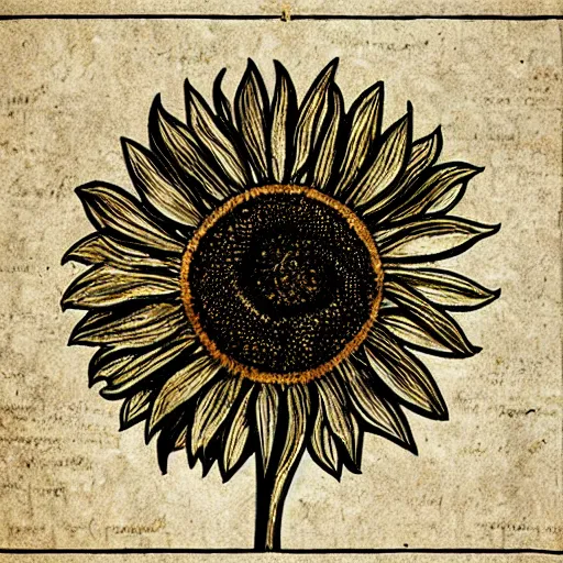 Prompt: sunflower, da vinci style