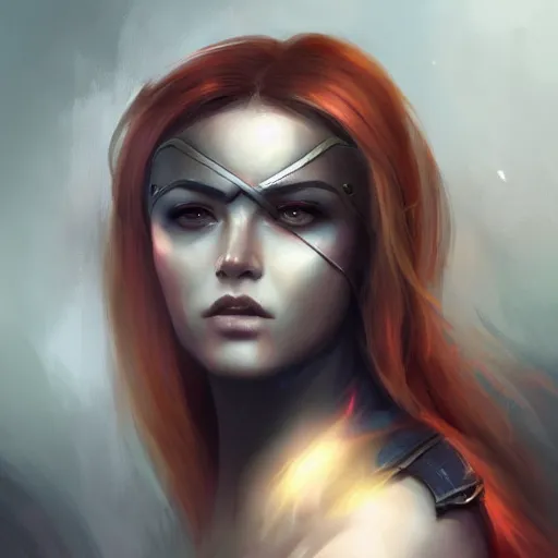 Image similar to warrior woman portrait Inspired by Charlie Bowater,George Rutkowski