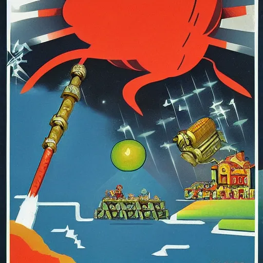 Image similar to soviet poster of terraria