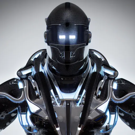 Image similar to a portrait of a futuristic cyborg ronin made of nano tube elements, carbon fibre surface, futuristic, 8 k, dramatic light, trending on cg society