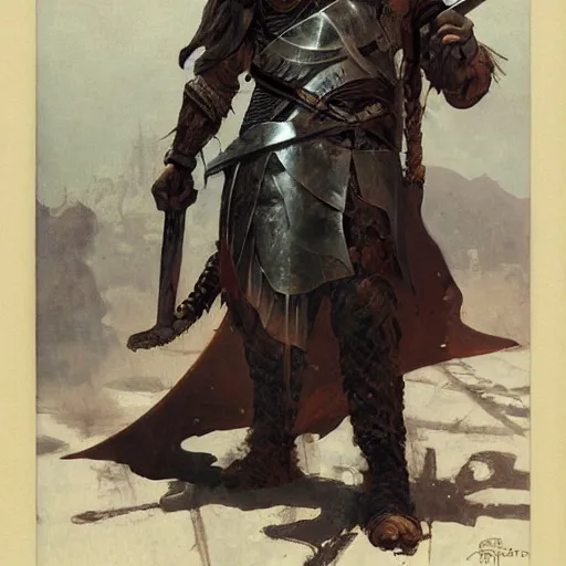 Image similar to rough-skinned, short-bearded undead Viking warrior with ice-pale skin wearing brutalist plate armor with art deco knotwork, by Greg Rutkowski, Brom, and Alphonse Mucha