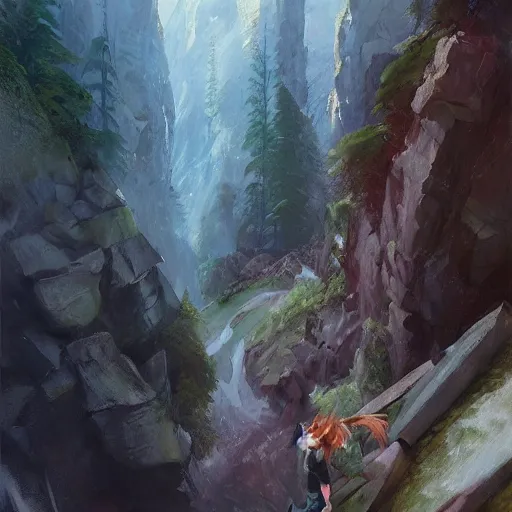 Image similar to Time to climb the mountain path, an expressive oil painting by Ross Tran, John Harris, Krenz Cushart, trending on Artstation