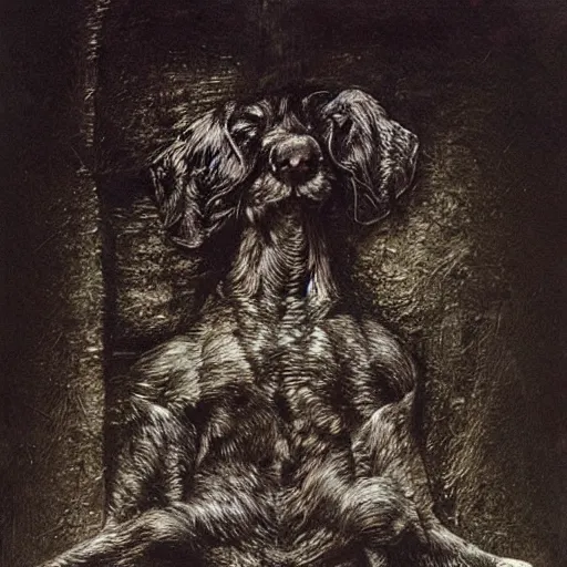 Image similar to a puppy, by giger and beksinski