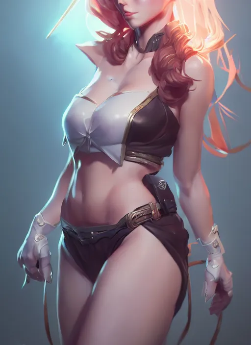 Prompt: miss fortune, highly detailed, artgerm, cushart krenz, zeronis, sakimichan, trending on artstation, soft light, sharp edges, illustration, character design, concept art