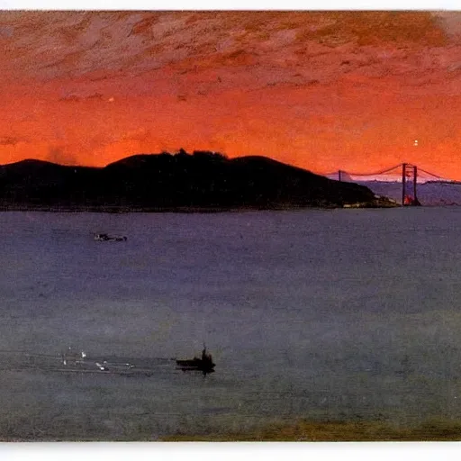 Prompt: a beautiful sunet over the san francisco bay area, by winslow homer