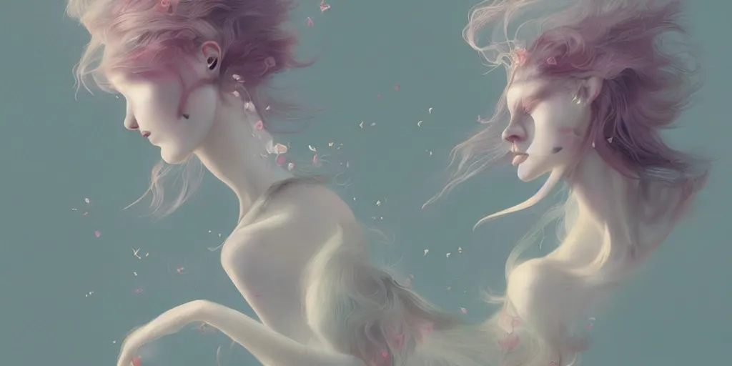 Image similar to breathtaking delicate detailed concept art painting creature, by hsiao - ron cheng, bizarre compositions, exquisite detail, pastel colors, 8 k