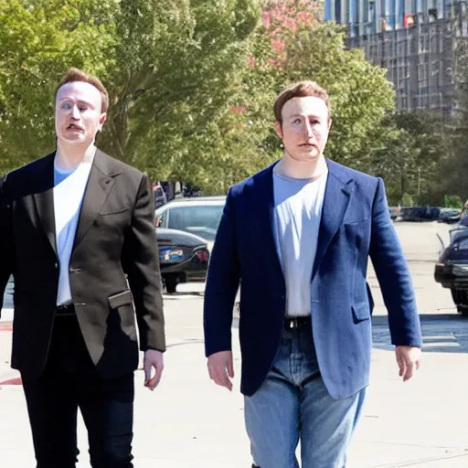 Image similar to elon musk and mark zuckerberg sharing a single body