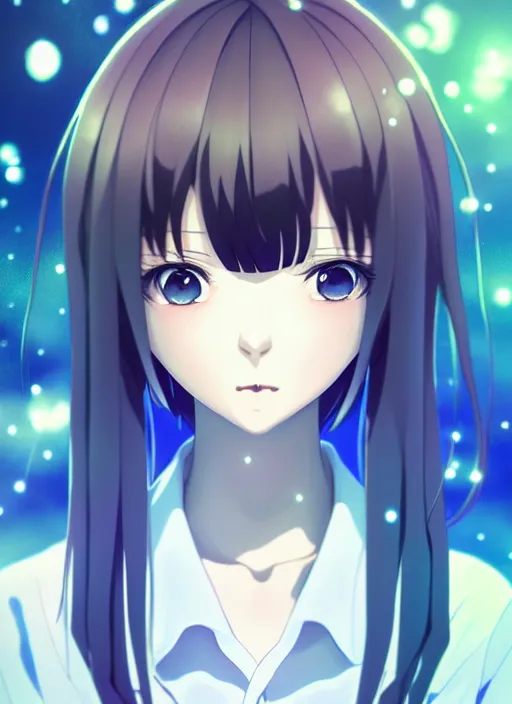 Prompt: symmetry!! anime art portrait character, concept art, anime key visual of elegant, black hair, finely detailed perfect face delicate, calm expression, vibrant colourful background, bokeh, sharp focus, smooth, illustration, cinematic lighting, trending on pixiv fanbox, artstation, art by studio ghibli, extremely high quality artwork,
