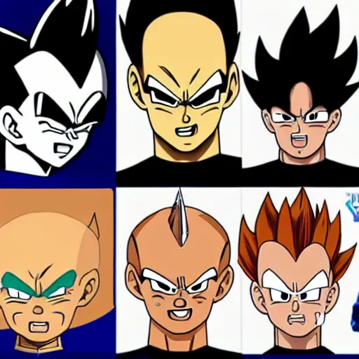 Prompt: vegeta in several different cartoon styles
