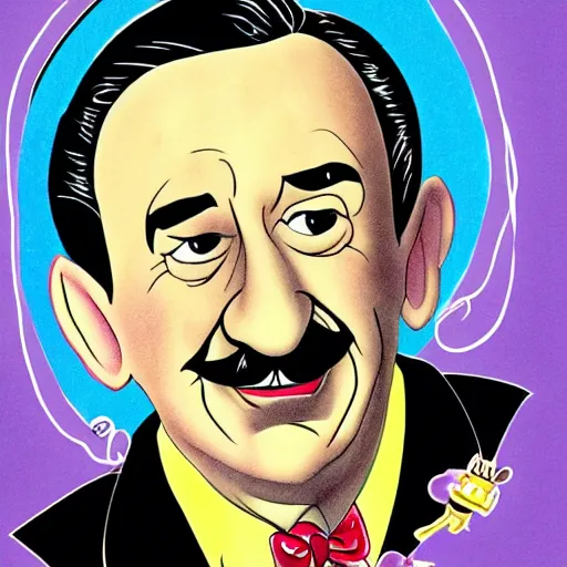 Image similar to a portrait of walt disney in the style of al hirschfeld