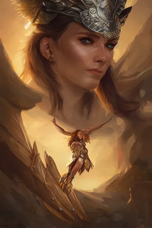 Image similar to amazon valkyrie athena, d & d, fantasy, portrait, highly detailed, headshot, digital painting, trending on artstation, concept art, sharp focus, illustration, art by artgerm and greg rutkowski and magali villeneuve