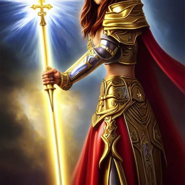 Prompt: holy paladin with light powers, artgerm, anne stokes, highly detailed, 8 k, hdr, close up, smooth, sharp focus, high resolution, award - winning photo