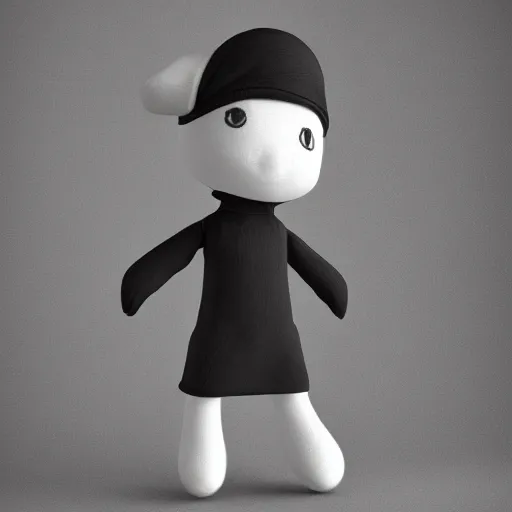 Image similar to cute fumo plush of a modern flapper girl in a stylish dress, 1 9 2 0 s, black and white, vray