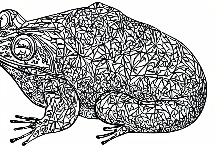 Image similar to beautiful frog, ornamental, fractal, ink draw, line art, vector art, outline