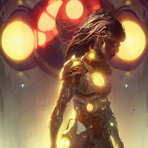 Image similar to cyborg warlock entanglement milky way, epic lighting, sketch illustration, concept art, ultra detailed, art by artgerm and greg rutkowski and alphonse mucha