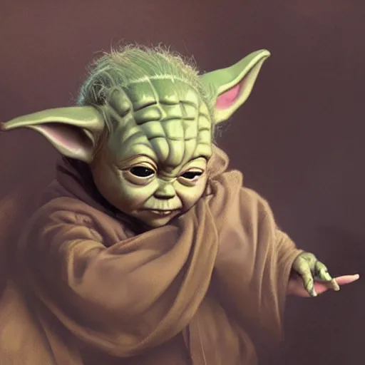 Image similar to baby yoda in the role of frodo baggins, intricate, elegant, highly detailed, digital painting, artstation, concept art, smooth, sharp focus, illustration, art by artgerm and greg rutkowski and alphonse mucha and william - adolphe bouguereau