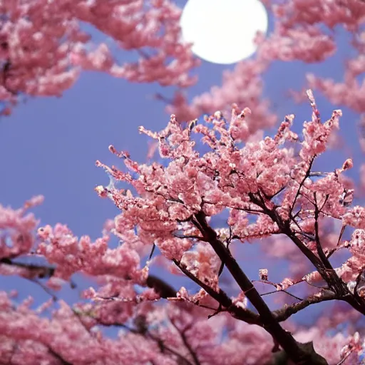 Image similar to sakura is in bloom. night. the radiance of the earth.