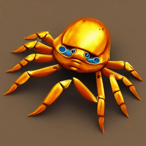 Prompt: magic golden mask designed based off a crab