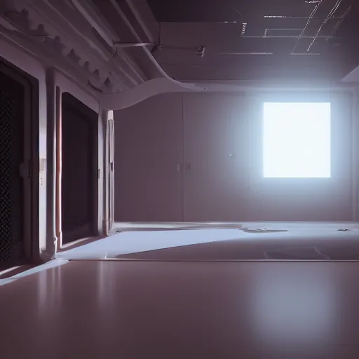 Image similar to futuristic dark and empty room, surreal, atmospheric lighting, octane render, unreal engine, 8 k