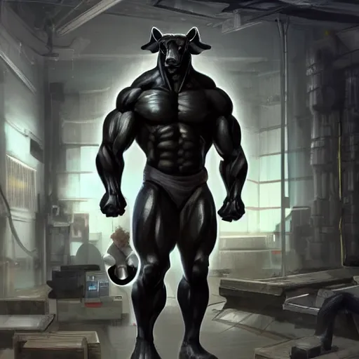 Image similar to splash art of a hulking muscular black - coated anthropomorphic horse supersoldier in a research facility wearing a combat kevlar outfit, highly detailed, furry, furaffinity, exaggeratedly buff physique, digital painting, artstation, illustration, art by artgerm, greg rutkowski, sakimichan