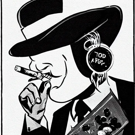 Image similar to noir comic book cover of a tomato with a face wearing a detective hat and smoking a cigarette