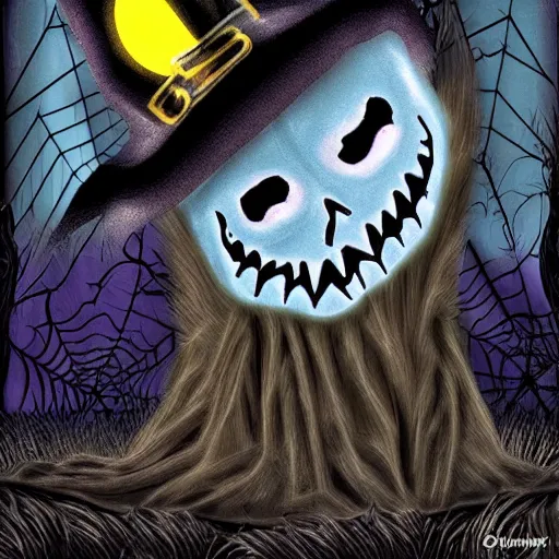 Prompt: spooky wicher hat hallowen, digital art