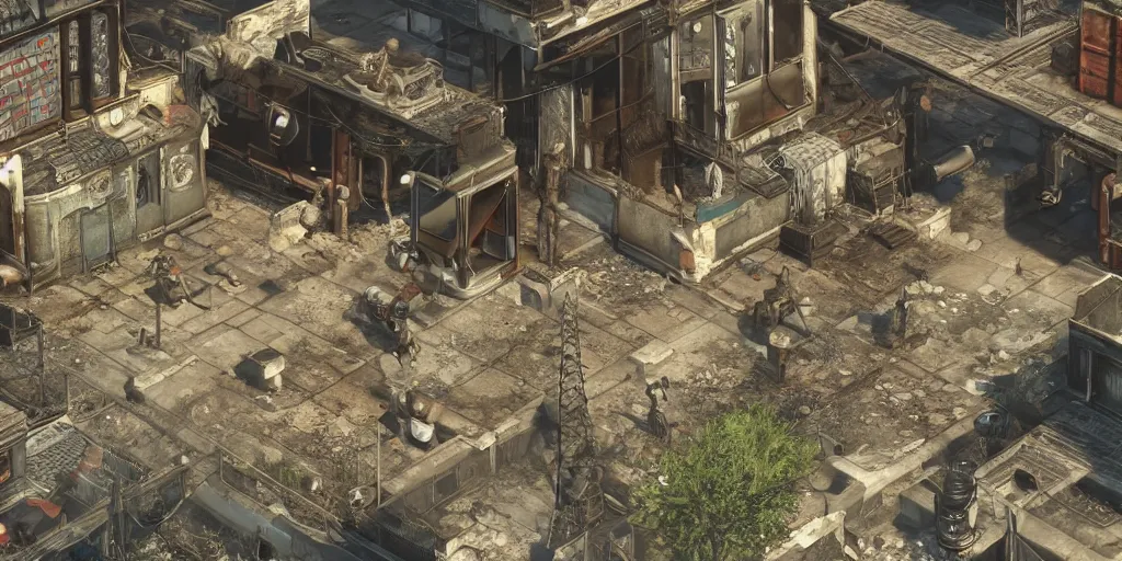 Prompt: isometric gameplay of fallout 5, hd 4 k max settings raytracing 6 0 fps