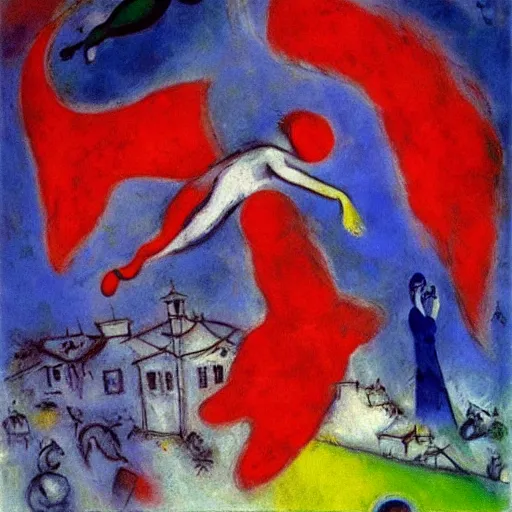 Prompt: A painting by Chagall, fly