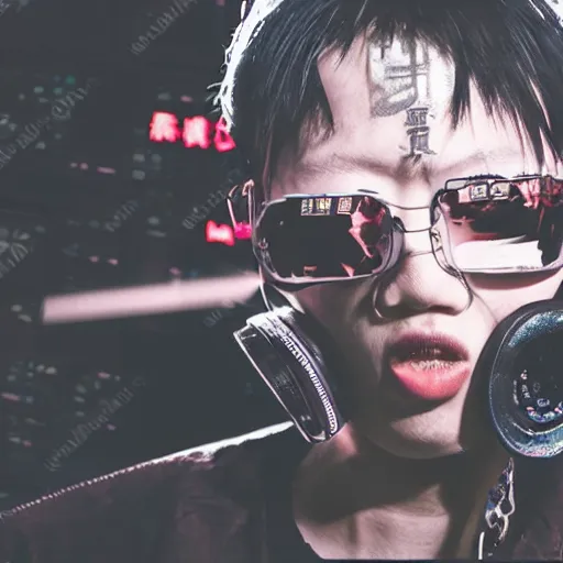 Prompt: chinese cyberpunk rapper