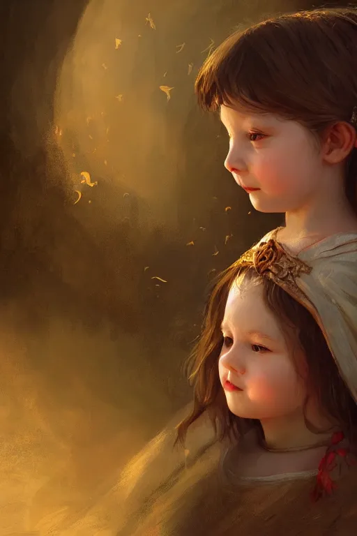 Image similar to medieval little girl, joyful, hope, dreaming, close - up portrait, intricate, elegant, volumetric lighting, scenery, digital painting, highly detailed, artstation, sharp focus, illustration, concept art, ruan jia, steve mccurry