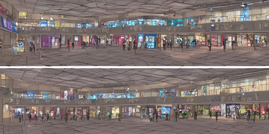 Prompt: mall background for a visual novel