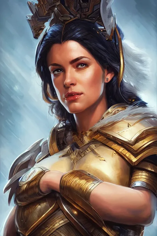 Image similar to amazon valkyrie athena, d & d, fantasy, portrait, highly detailed, headshot, digital painting, trending on artstation, concept art, sharp focus, illustration, art by artgerm and greg rutkowski and magali villeneuve