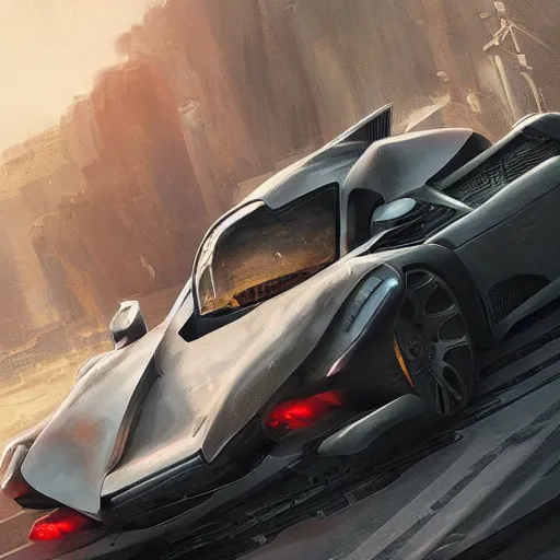 Image similar to aftermarket car, elegant, digital painting, concept art, smooth, sharp focus, art style from Wang Ke and Greg Rutkowski and Bruce Kaiser and Scott Robertson and Dmitry Mazurkevich and Doruk Erdem and Jon Sibal, small style cue from Blade Runner and Minority Report and iRobots