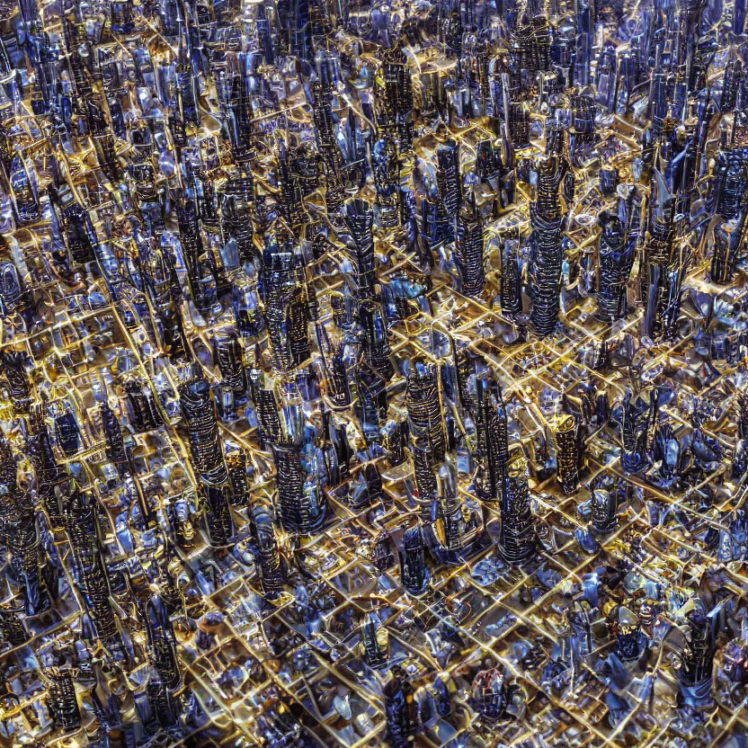 Image similar to tilt - shift photography of a huge sprawling futuristic city on venus