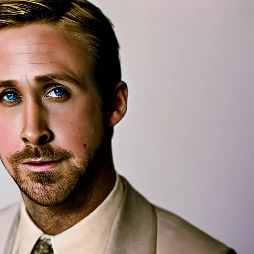 Prompt: closeup portrait of ryan gosling dressed as a goose, duck bill, feather suit, natural light, sharp, detailed face, magazine, press, photo, steve mccurry, david lazar, canon, nikon, focus