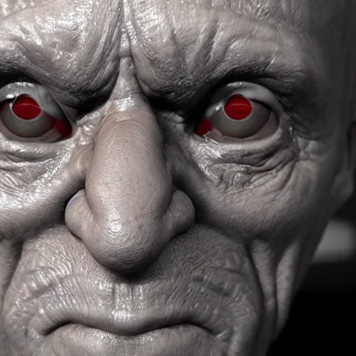 Image similar to a close up of an old man with big eyes, a raytraced image by Christoph Amberger, zbrush central contest winner, photorealism, zbrush, unreal engine 5, vray tracing