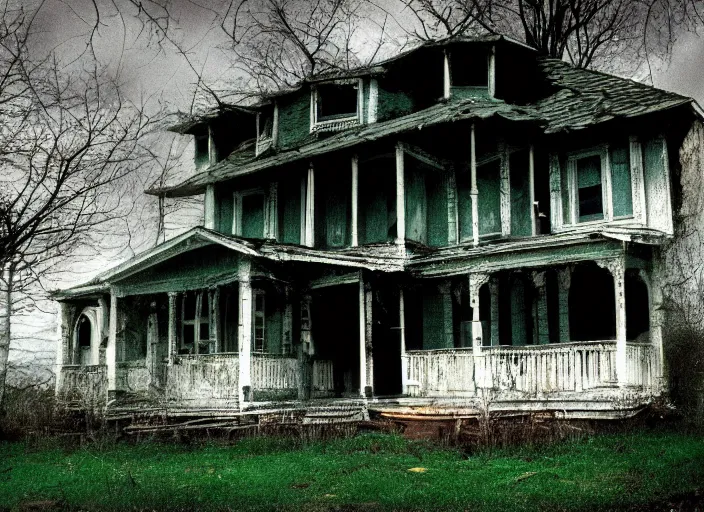 Image similar to photo of the most haunted house in the world, fujifilm velvia 5 0, color photography, sigma 2 8 mm