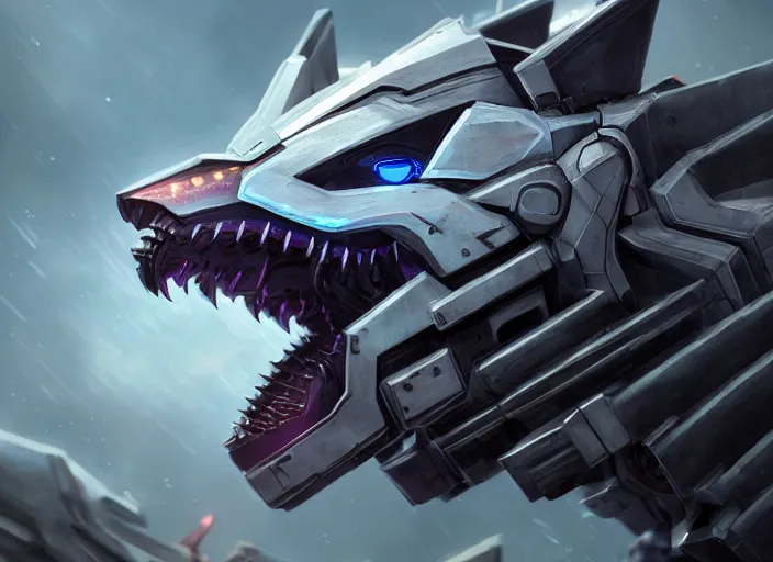 Prompt: hyper realistic, epic, highly detailed cinematic shot of a gigantic feral robot mecha canine, sharp dragon claws, detailed glowing head, metal ears, cannon mounted on back, sleek armor, glowing visor, detailed sharp claws, digital art, furry art, macro art, dragon art, furaffinity, deviantart, sofurry