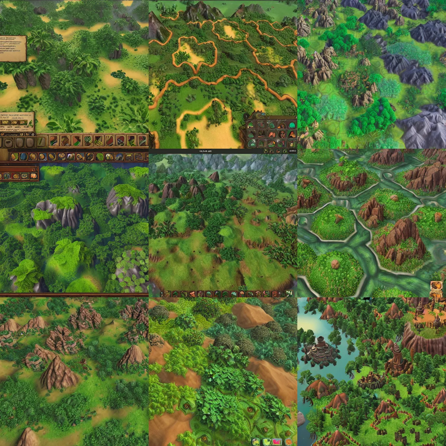 Prompt: jungle terrain texture for a civilization building turn based game like civ 6 detailed