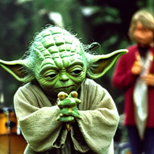 Image similar to yoda performing at woodstock