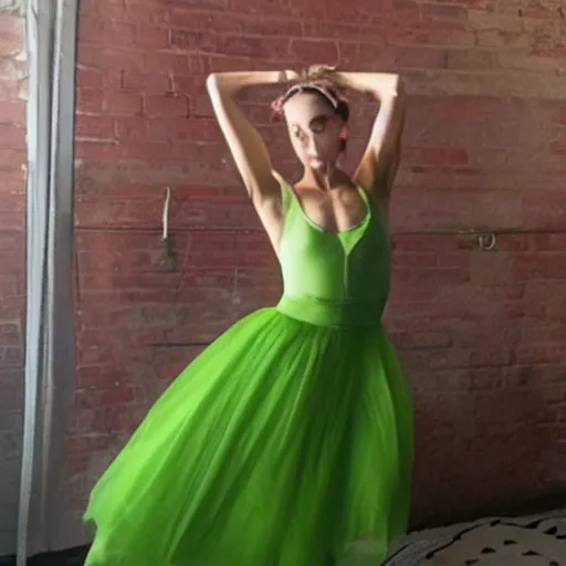 Image similar to hulk wearing a ballerina dress.