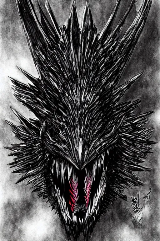 Prompt: raven fiend, fangs, highly detailed, digital art, sharp focus, trending on art station, kentaro miura manga art style