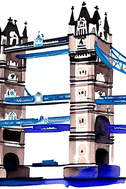 Image similar to minimalist watercolor art of london tower bridge, illustration, vector art