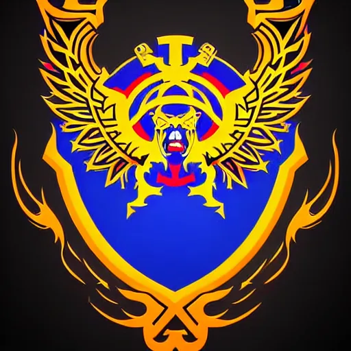 Image similar to a beautiful intricate logo for team spirit of the russian federation, dota 2 style, colorful, bright, normal rockwell