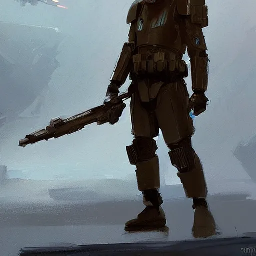 Image similar to star wars concept art by greg rutkowski, soldier wearing a blue and black tactical gear of the hapes republic, digital painting, artstation, concept art, smooth, sharp foccus ilustration, artstation hq