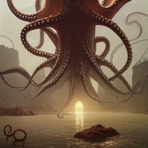 Prompt: a hyper - detailed 3 d render of octopus, surrealism!!!!! surreal concept art, lifelike, photorealistic, digital painting, aesthetic, smooth, sharp focus, artstation hd, by greg rutkowski, bruce pennington, valentina remenar and asher duran